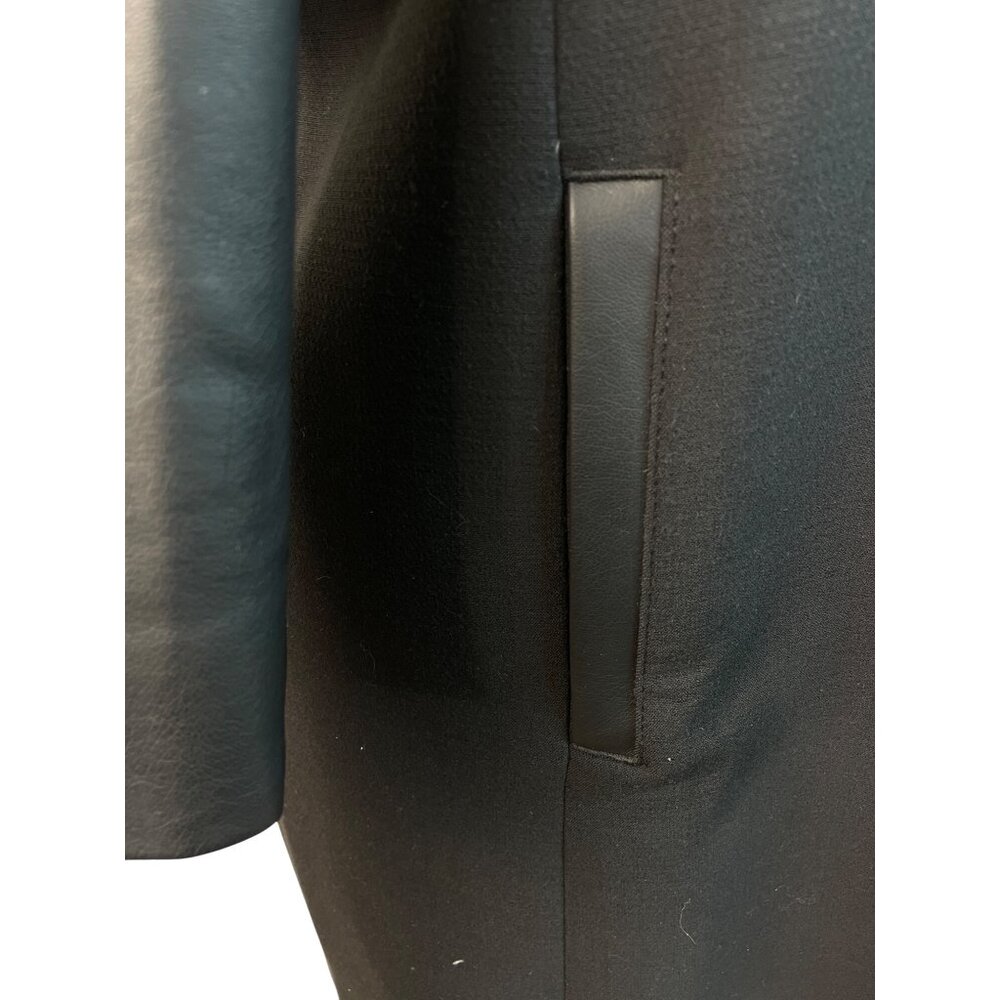 Ann Taylor Womens Black Long Sleeve Faux Leather Panel Coat Size M - Picture 5 of 8
